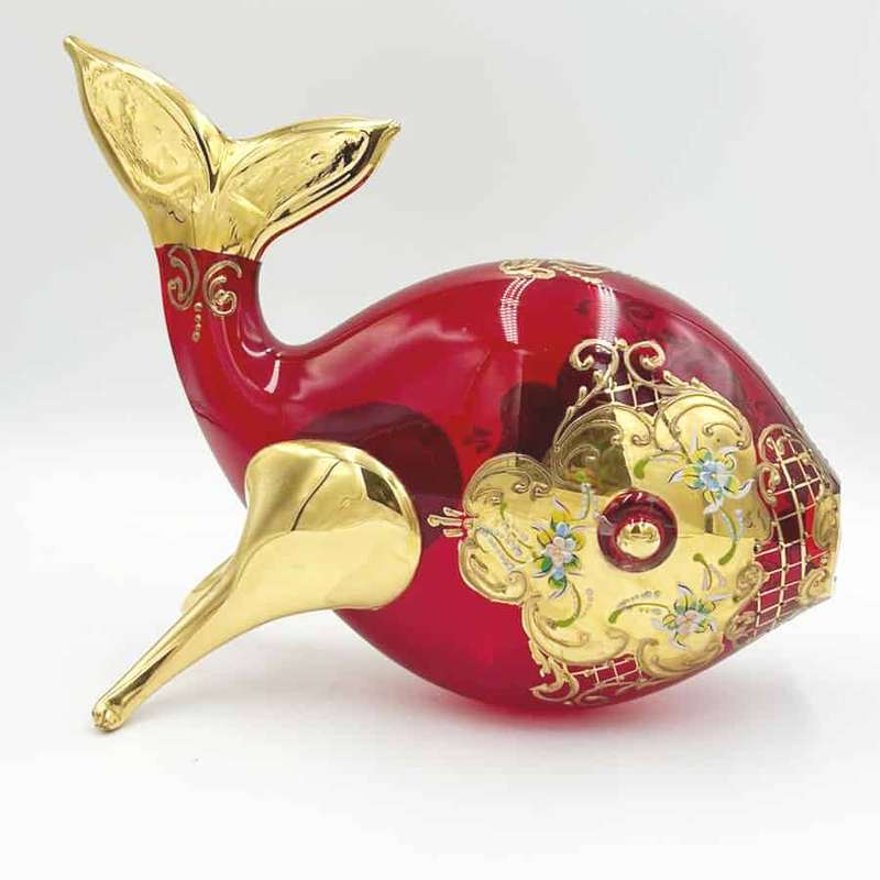 Murano Red And Gold Years Large Fish