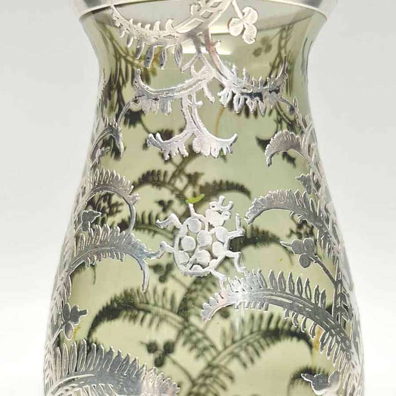 Sterling Silver Overlay Glass Vase 925
