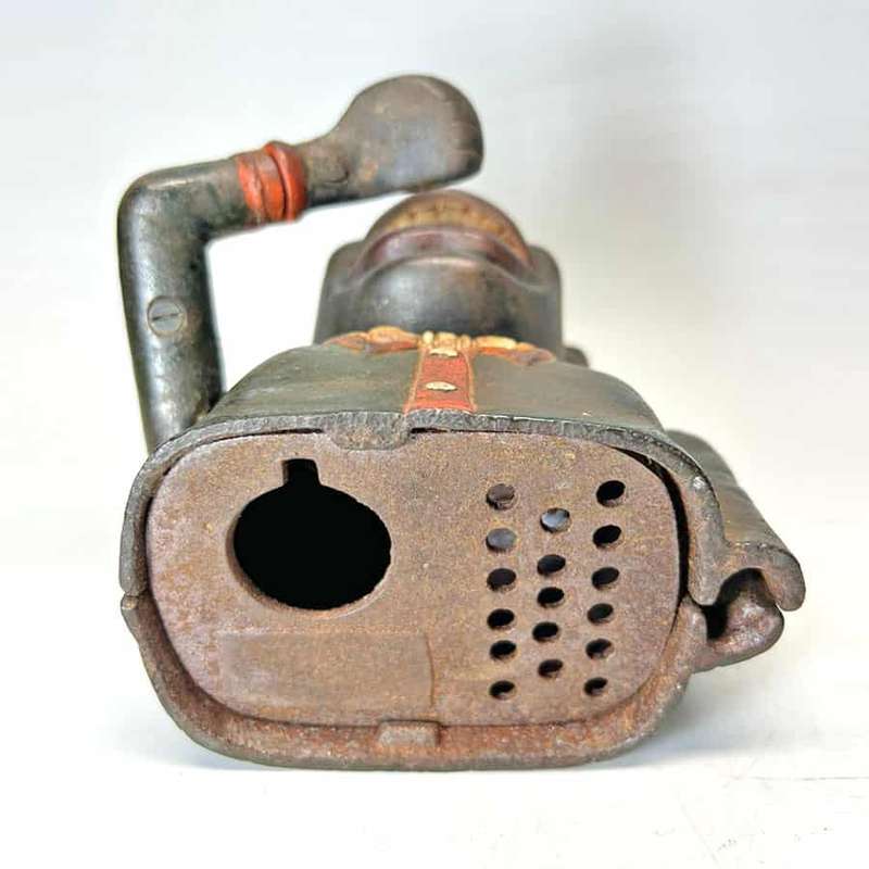 Cast Iron Black Man Coin Bank Green Jacket
