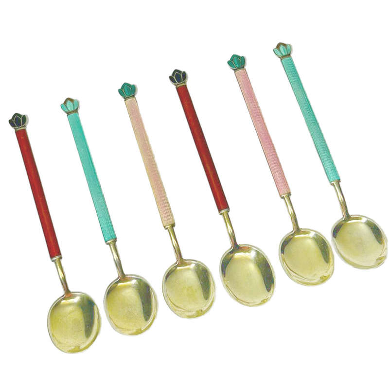 Demitasse Enamel and Sterling Silver Spoons