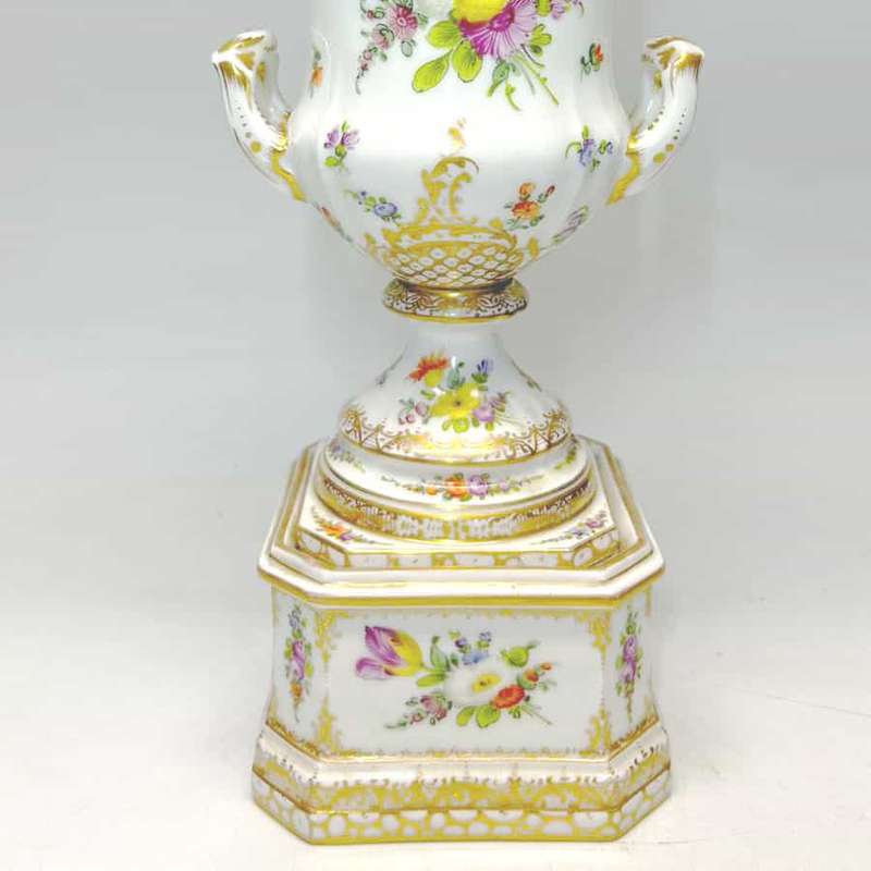 Dresden Hand Painted Covered Urn C1883