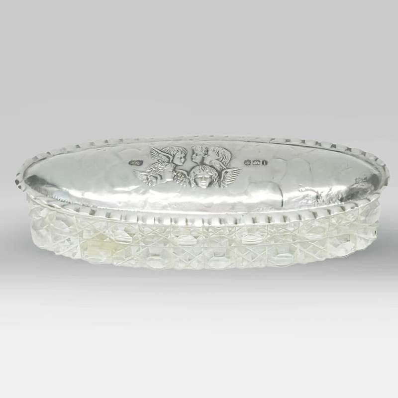 Hallmarked Silver Reynolds Angels Trinket Box Birmingham 1908