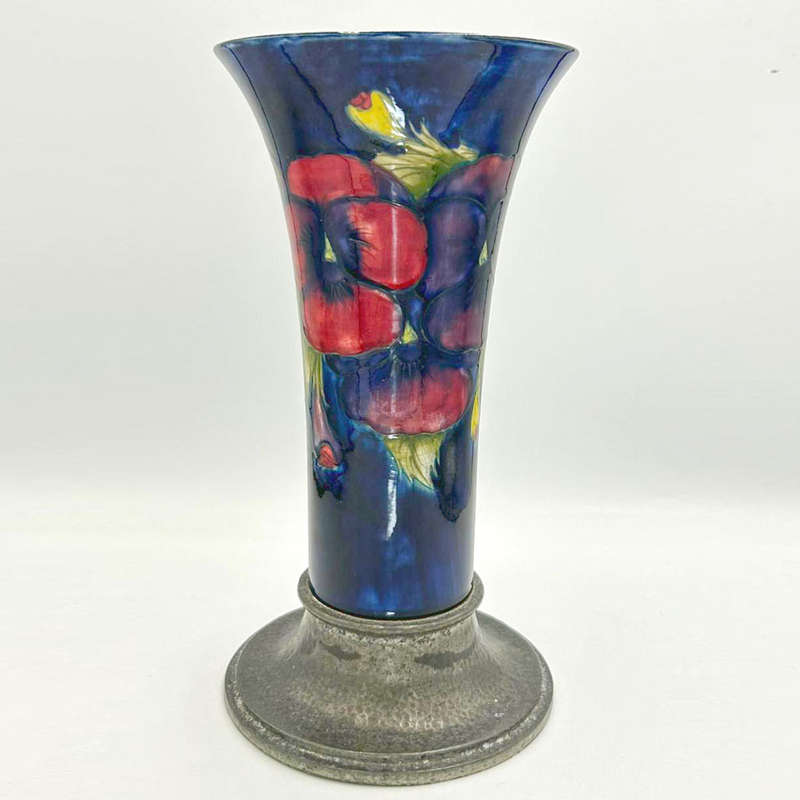 Liberty and Co Tudric Moorcroft Pansy Trumpet Vase C1920