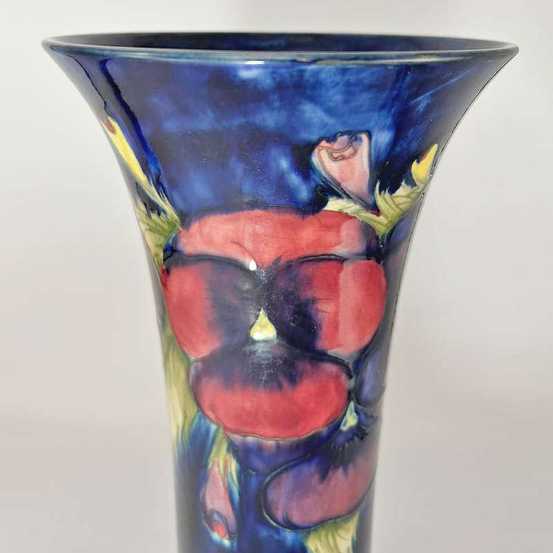 Liberty and Co Tudric Moorcroft Pansy Trumpet Vase C1920