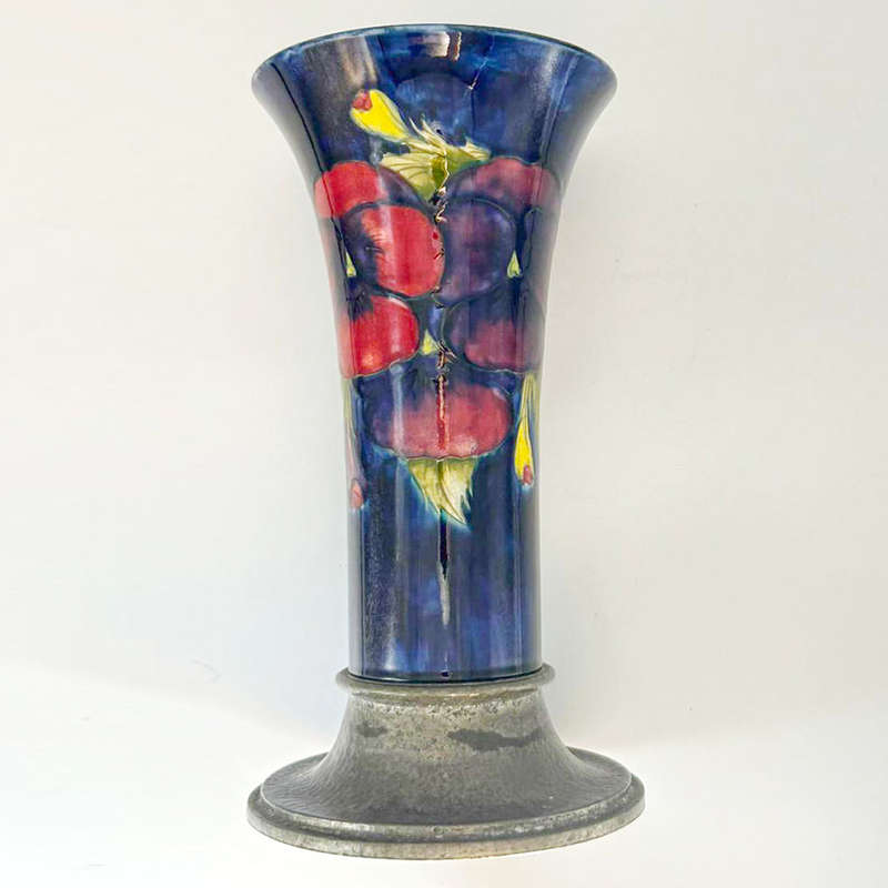 Liberty and Co Tudric Moorcroft Pansy Trumpet Vase C1920