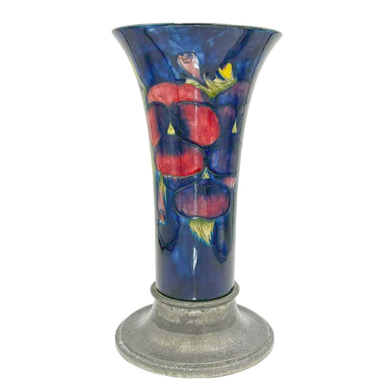 Liberty and Co Tudric Moorcroft Pansy Trumpet Vase C1920