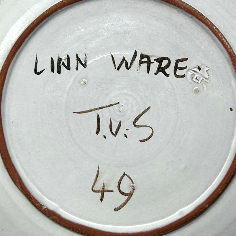 Linnware Pottery African Maiden Hand Painted Plate Signed T.U.S  1949