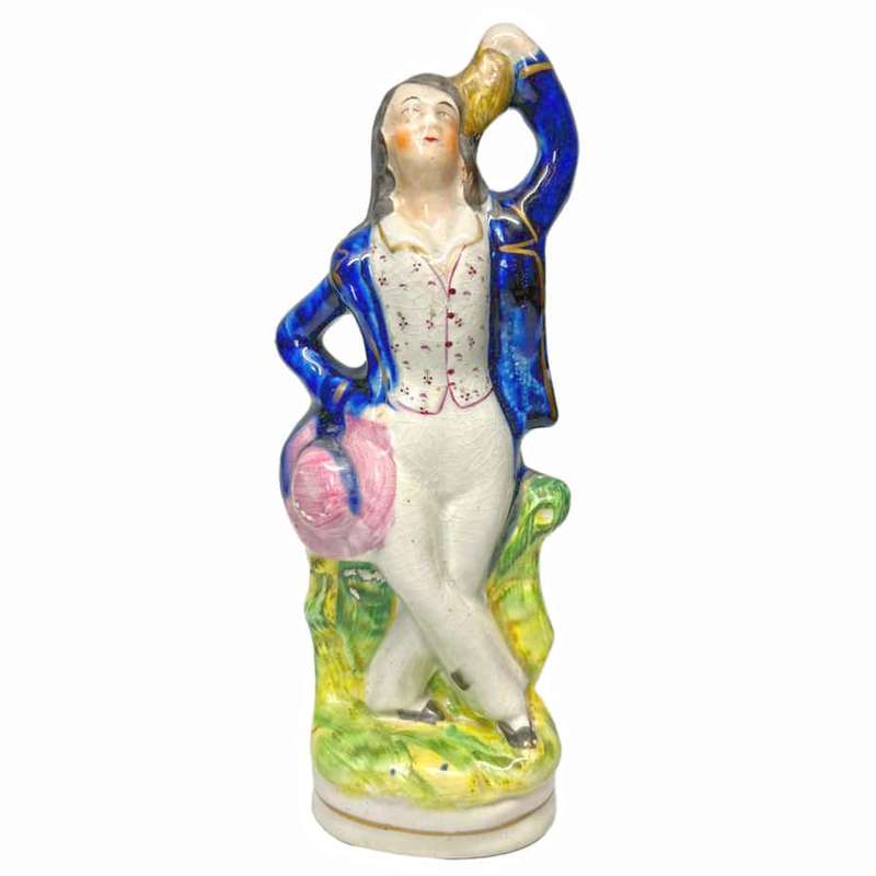 Victorian Staffordshire Flat Back Figure Bonnie Prince Charlie C1850