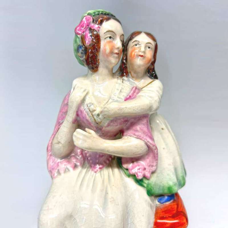 Victorian Staffordshire Flat Back Figure Lady With Child C1850