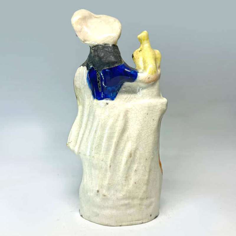 Victorian Staffordshire Flat Back Figure With Cage And Bird C1850