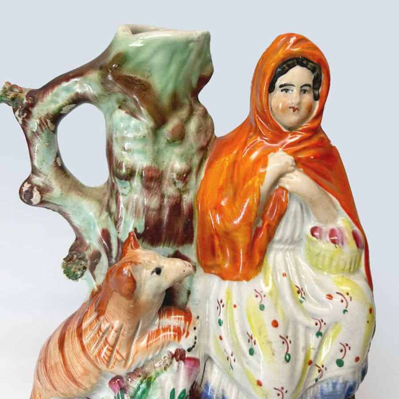 Victorian Staffordshire Red Riding Hood  C1850 Spill Vase
