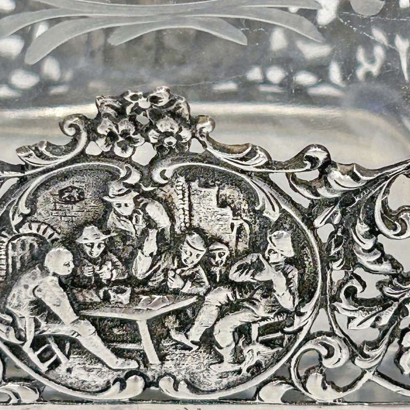 Dutch Silver Mounted Etched Glass Claret Jug