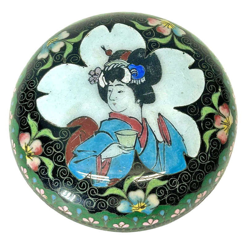 Japanese Cloisonné Covered Bowl 20th