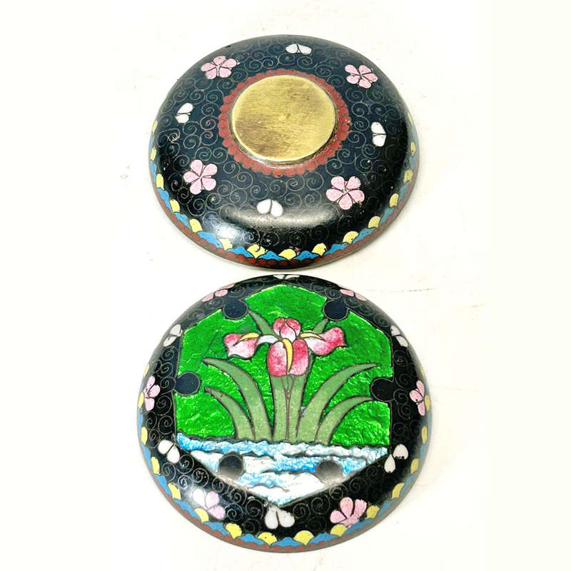 Japanese Cloisonné Iris Covered Bowl 20th