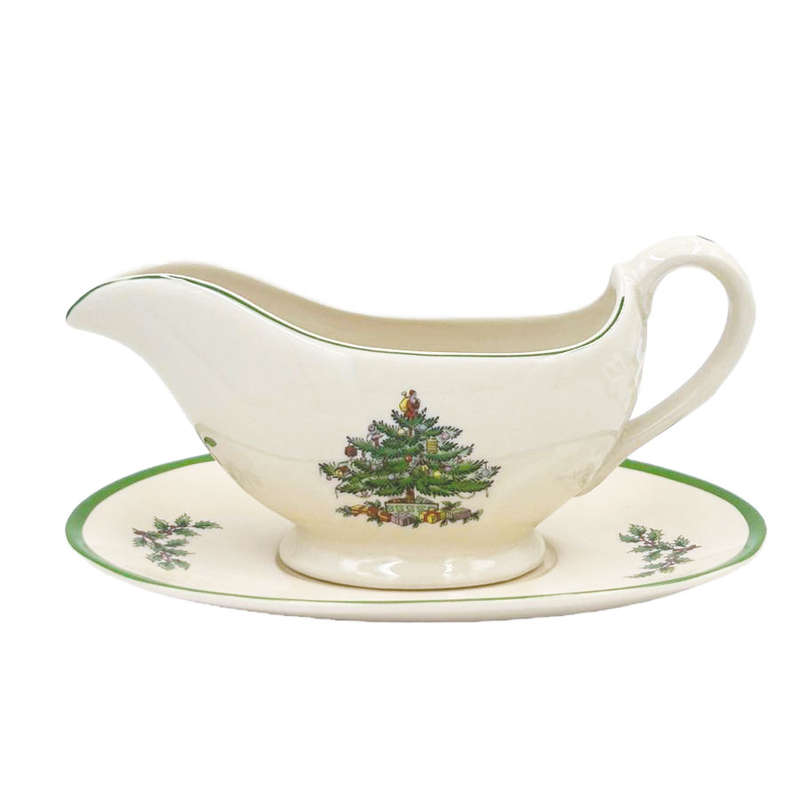 Spode Christmas Tree Sauce Boat On Stand