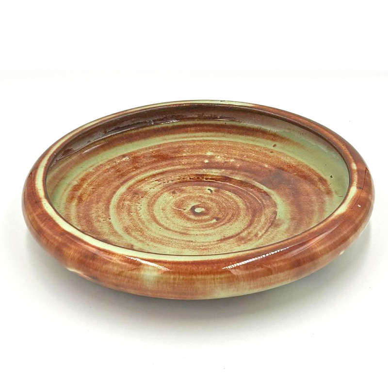 Linnware Brown Green Glaze Pansy Bowl