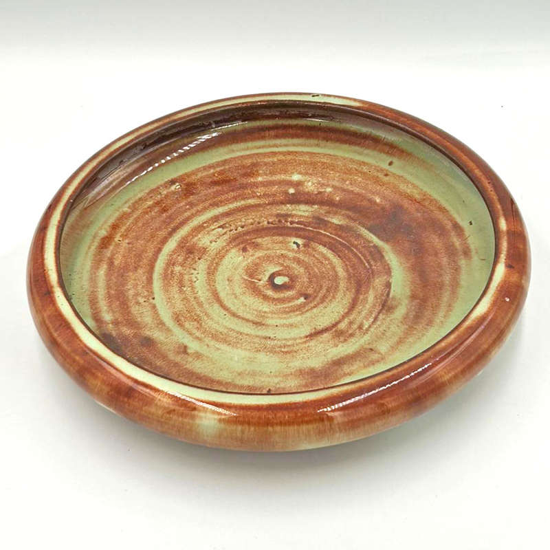 Linnware Brown Green Glaze Pansy Bowl