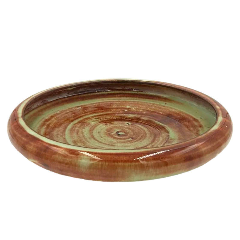 Linnware Brown Green Glaze Pansy Bowl