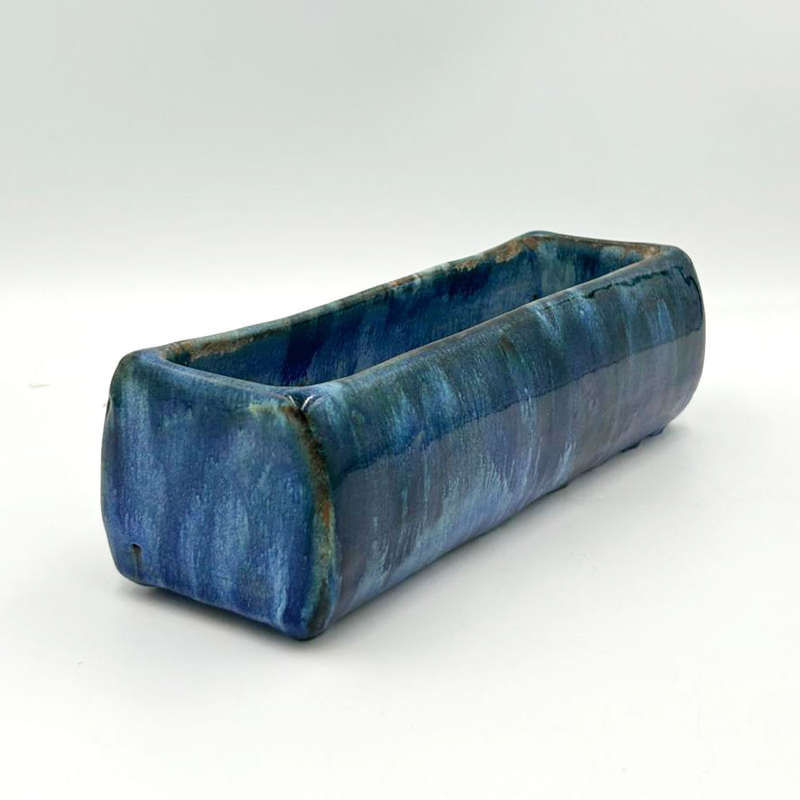 Linnware Pottery Cobalt Blue Trough Vase