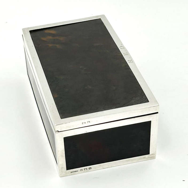 Hallmarked Silver and Tortoiseshell Cigarette Box Birmingham 1926