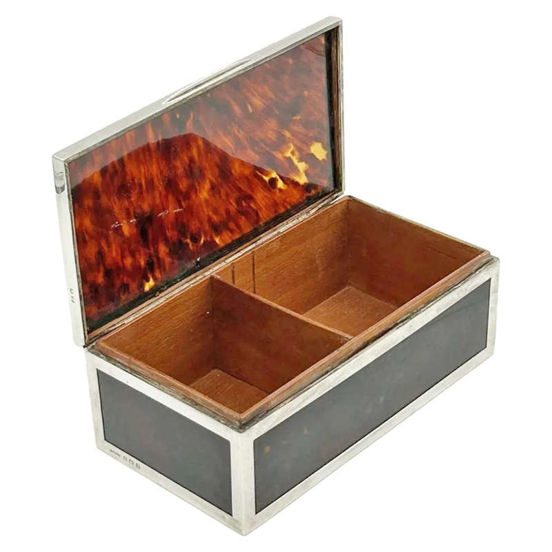 Hallmarked Silver and Tortoiseshell Cigarette Box Birmingham 1926