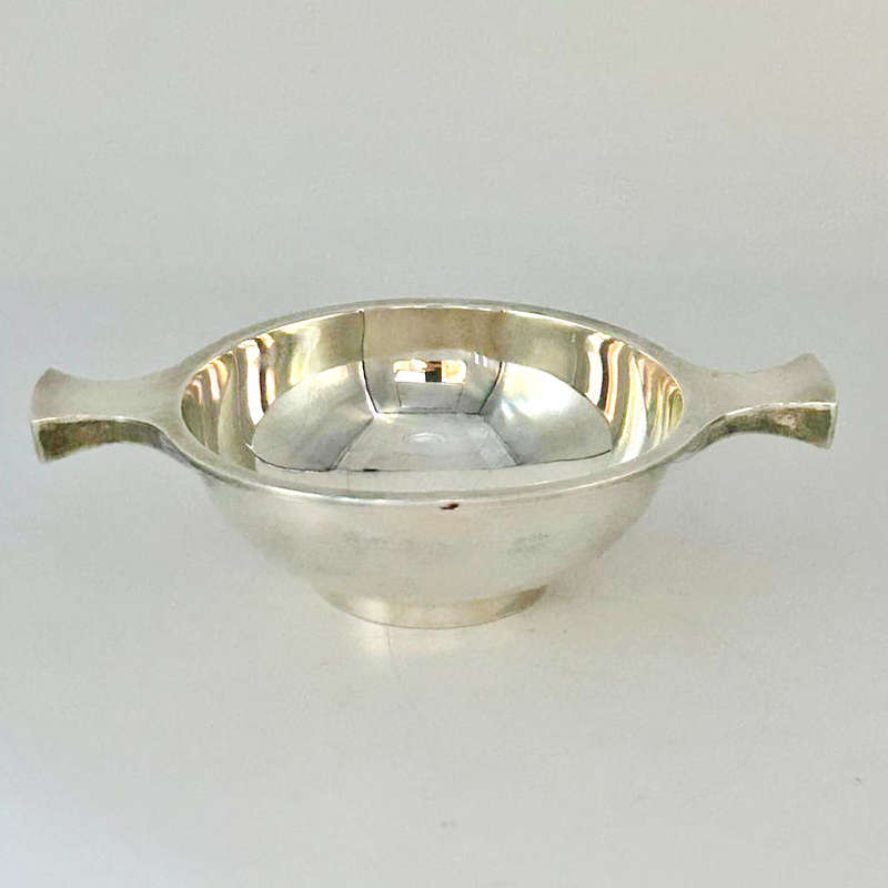 Hallmarked Silver Christening Porringer and Spoon Birmingham 1946