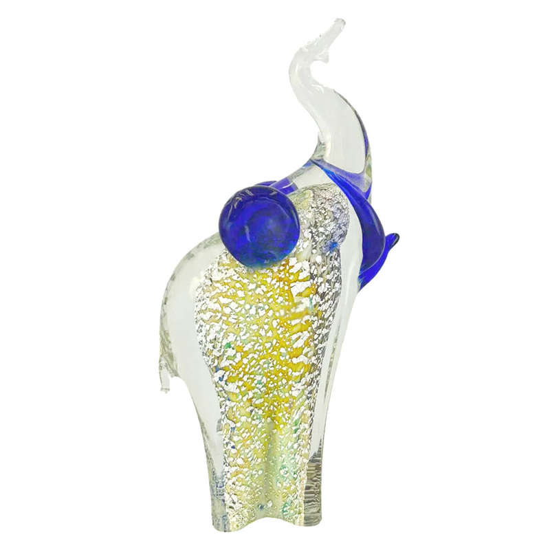 Murano Silver Flecks Glass Elephant 20th