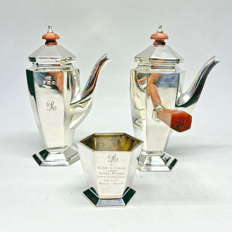 Silver Hot Chocolate Service Birmingham 1936