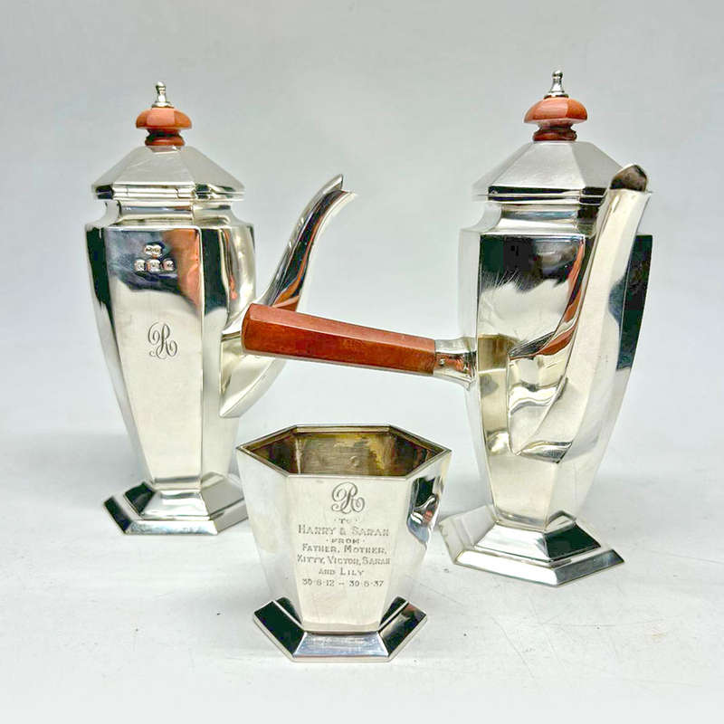 Silver Hot Chocolate Service Birmingham 1936