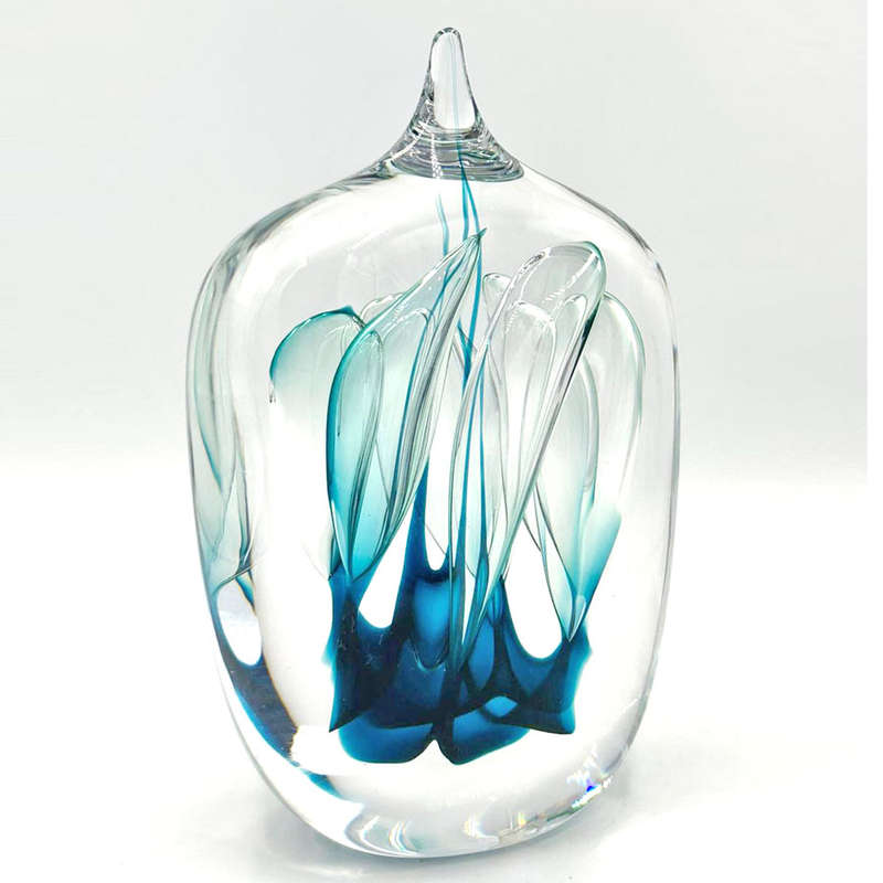 Teardrop Shaped Art Glass Sculpture Studio Ahus Dreutler 1989
