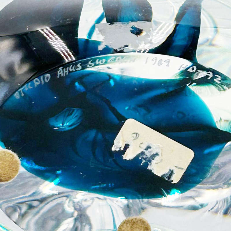 Teardrop Shaped Art Glass Sculpture Studio Ahus Dreutler 1989