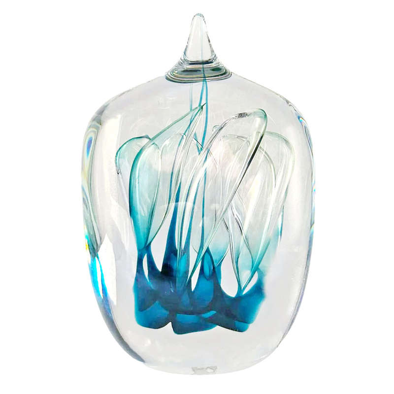 Teardrop Shaped Art Glass Sculpture Studio Ahus Dreutler 1989