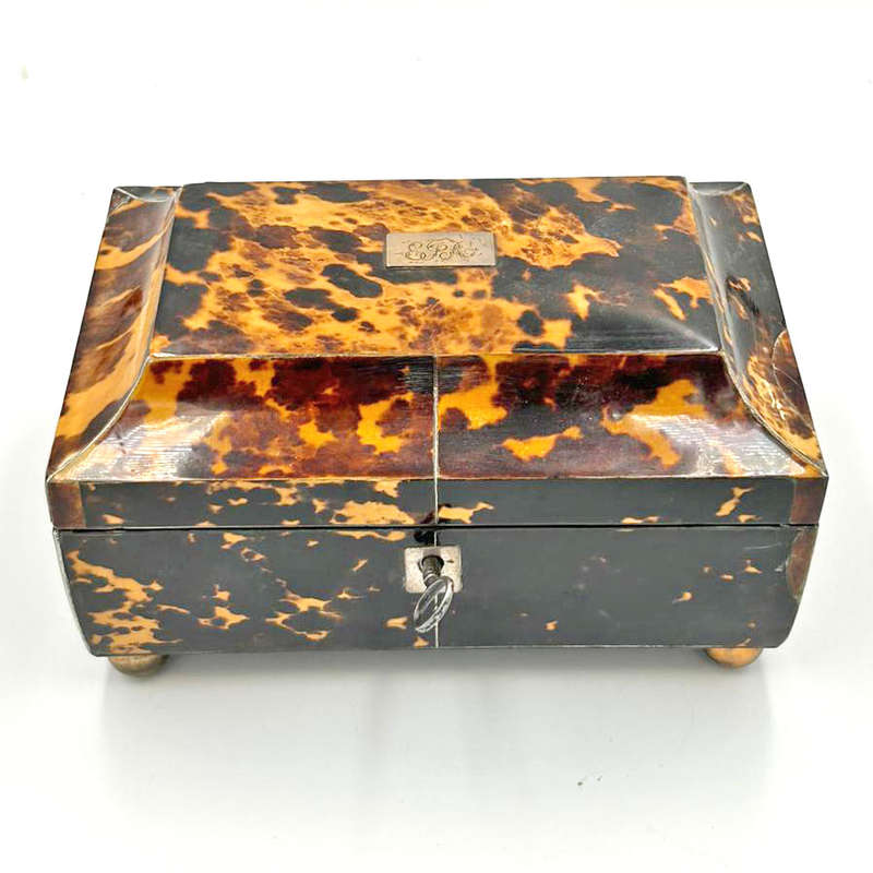 Victorian Hallmarked Silver and Tortoiseshell Sewing Box