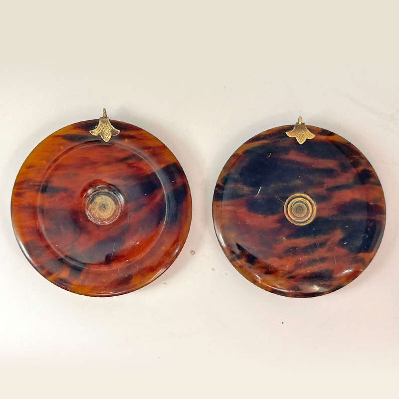 French Gold Mounted Tortoiseshell Pair  Of Miniature Portrait Paintings of Napoleon & Josephine