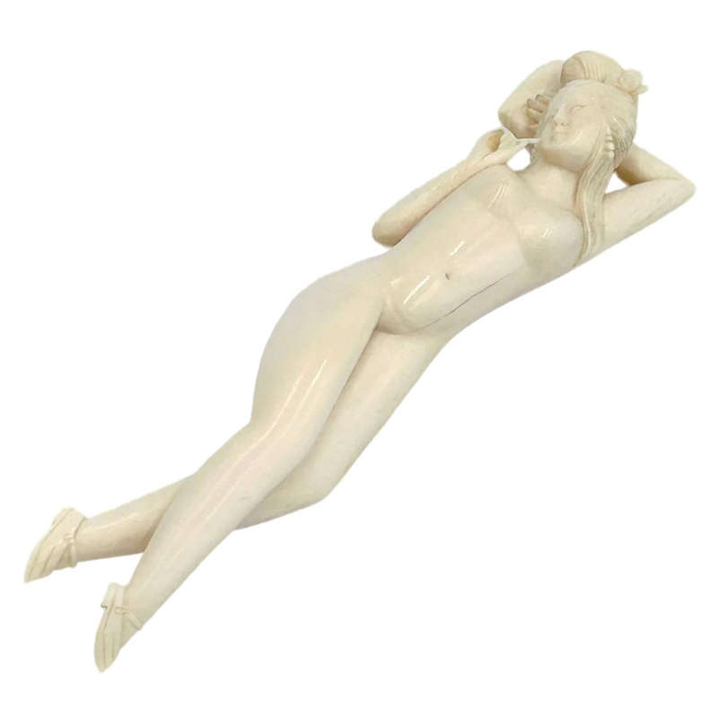 Japanese Carved Female Medical Figurine Late 19th