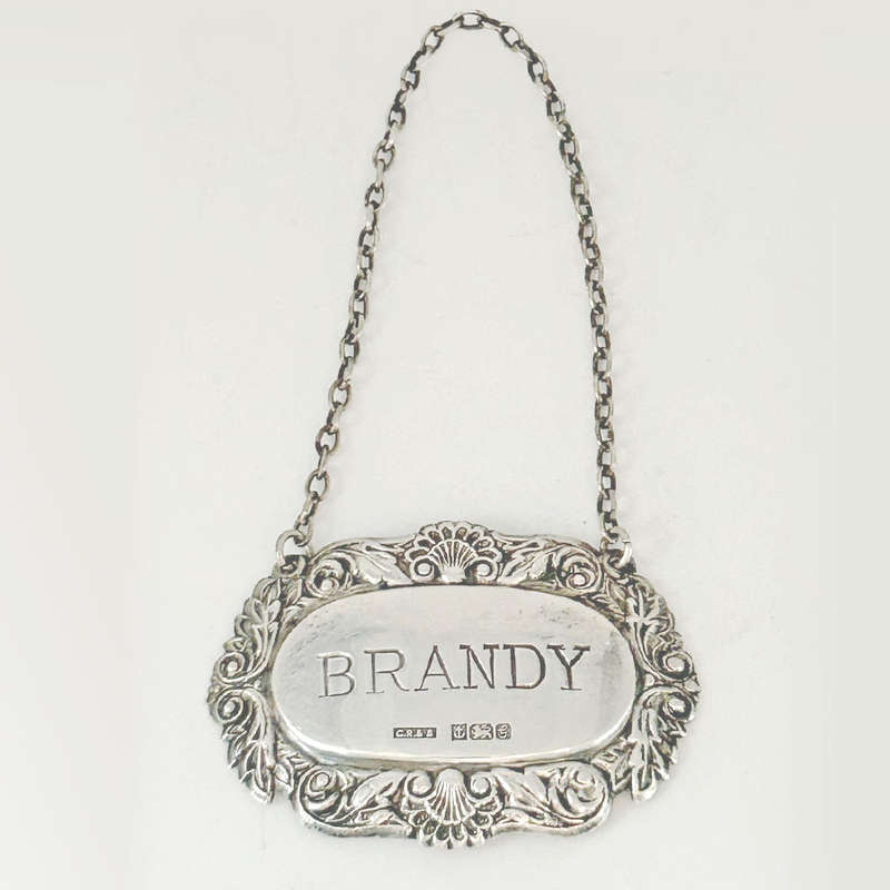 Silver Decanter Label Brandy Birmingham 1981