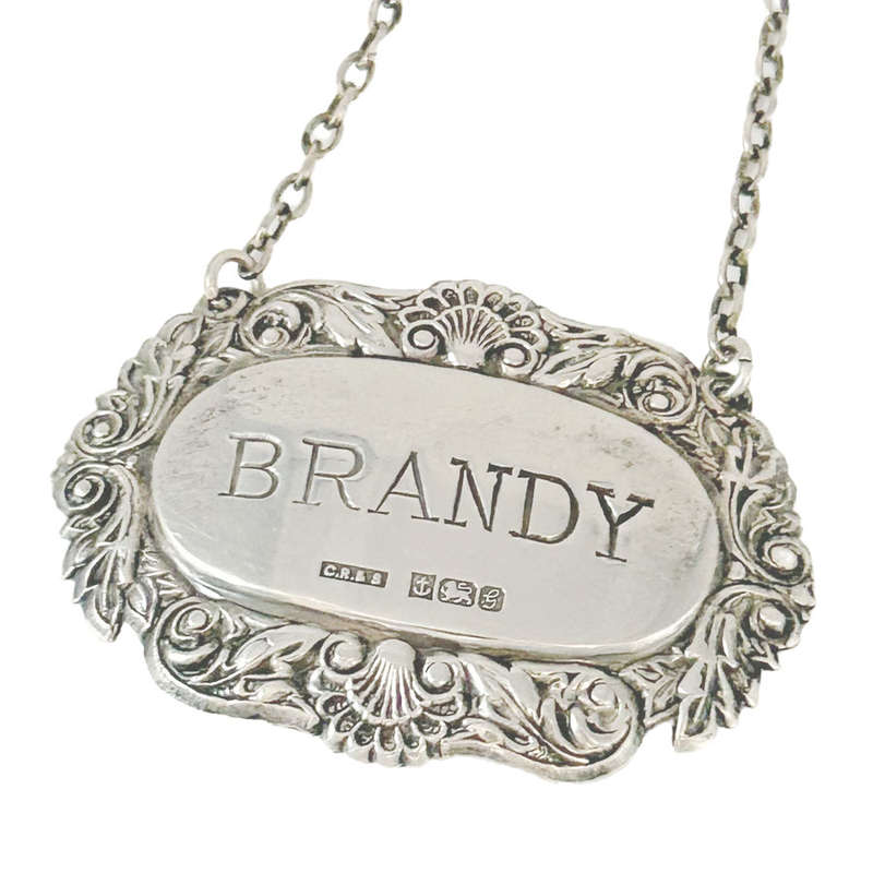 Silver Decanter Label Brandy Birmingham 1981