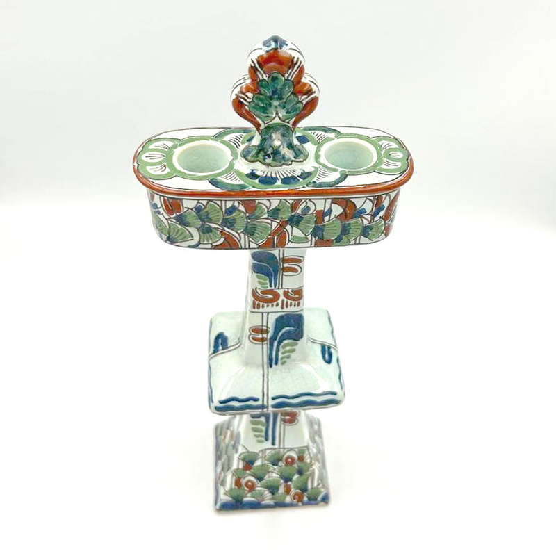 Art Nouveau Royal Delft Polychrome Candle Holder 1898