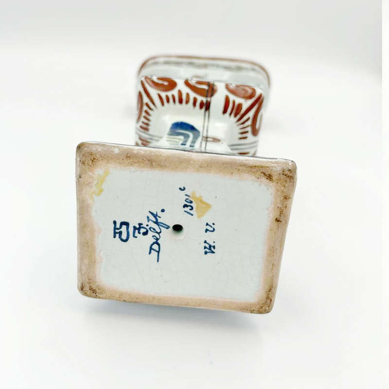 Art Nouveau Royal Delft Polychrome Candle Holder 1898