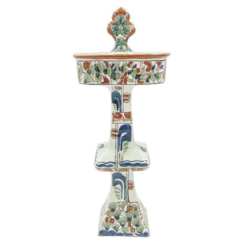 Art Nouveau Royal Delft Polychrome Candle Holder 1898