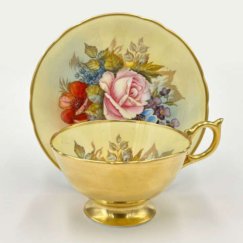 Aynsley Cabbage Rose J A Bailey Tea Cabinet Duo