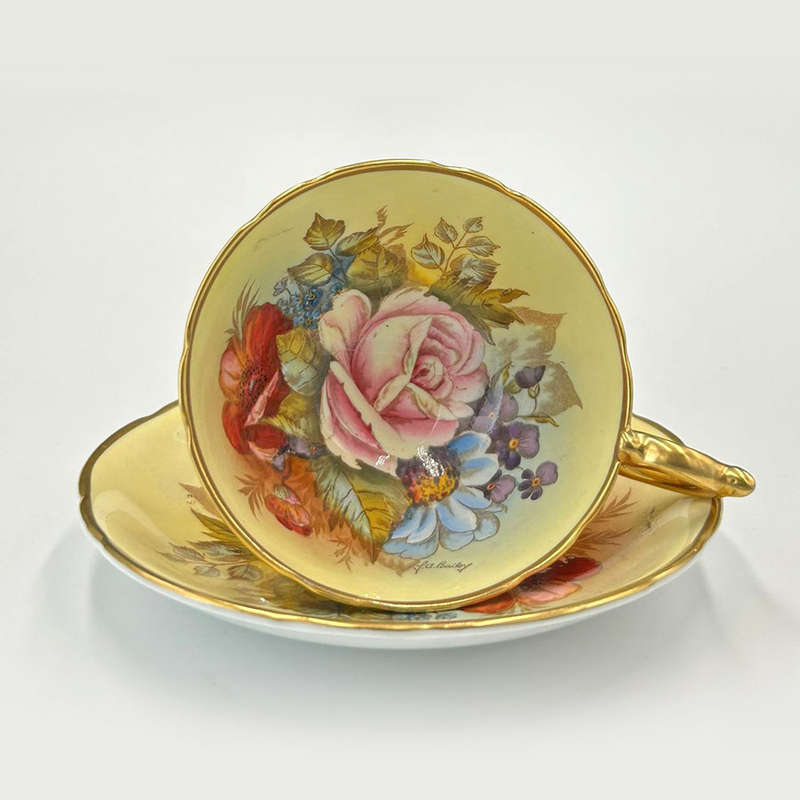 Aynsley Cabbage Rose J A Bailey Tea Cabinet Duo