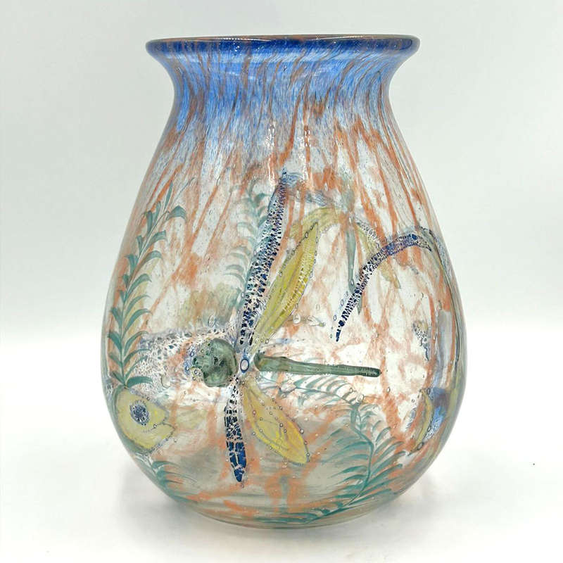 Jonolyth Dragon Fly and Flying Fish Ernst and Hantich and Co Haida Vase 1931