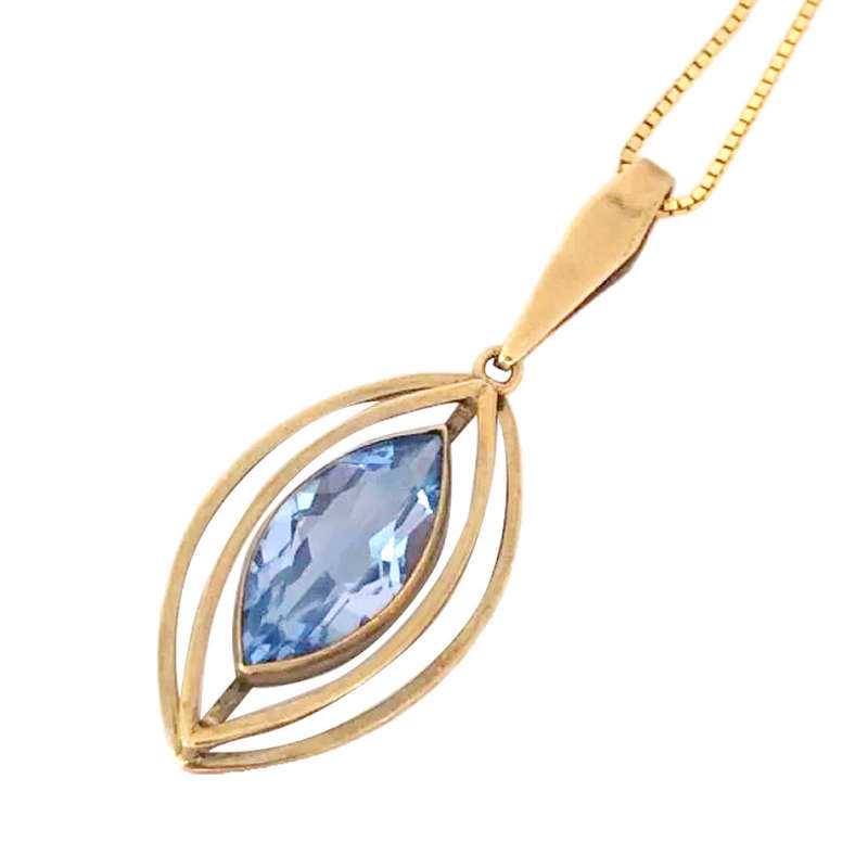 Marquise Topaz Pendant On Chain 8Ct