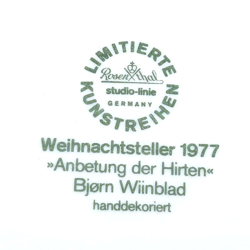 Rosenthal Studio Line Christmas Plate Anbetung Der Hirten Bjorn Winblad
