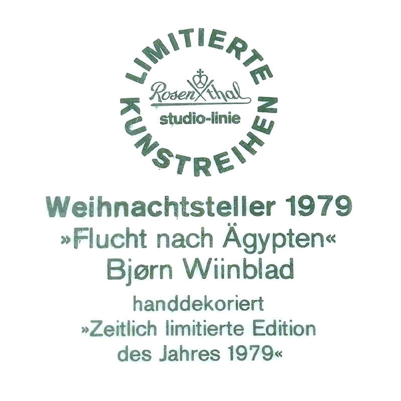 Rosenthal Studio Line Christmas Plate Flucht Nach Ägypten Bjorn Winblad