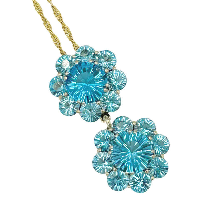 Stunning Topaz Daisy Pendant On Chain 18ct