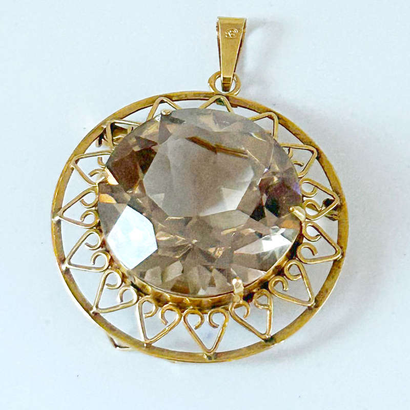 Topaz Pendant Brooch In 14 Carat Gold