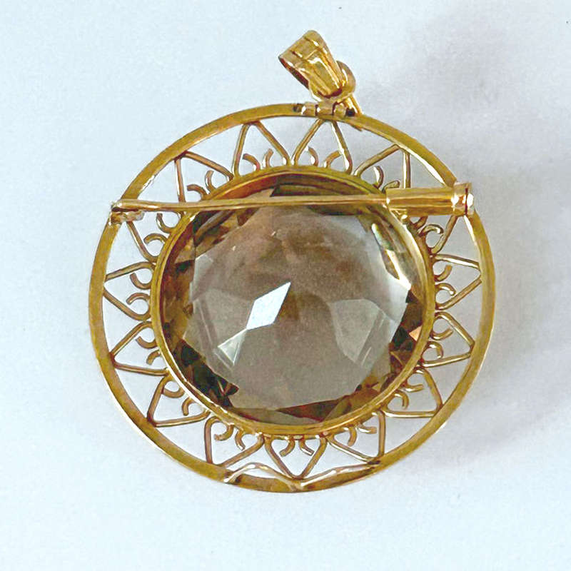 Topaz Pendant Brooch In 14 Carat Gold