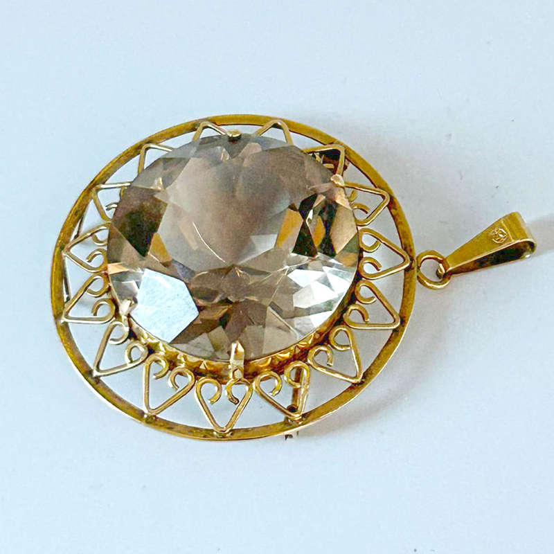 Topaz Pendant Brooch In 14 Carat Gold